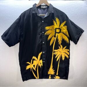 Pittsburgh Pirates Hawaiian Floral Button Down Shirt Mens XL Black Yellow 2867